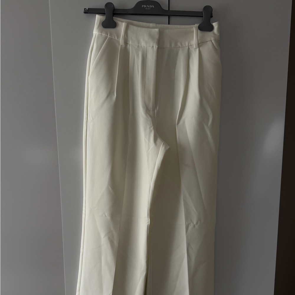 Avon Cream Straight-Leg Dress Pants